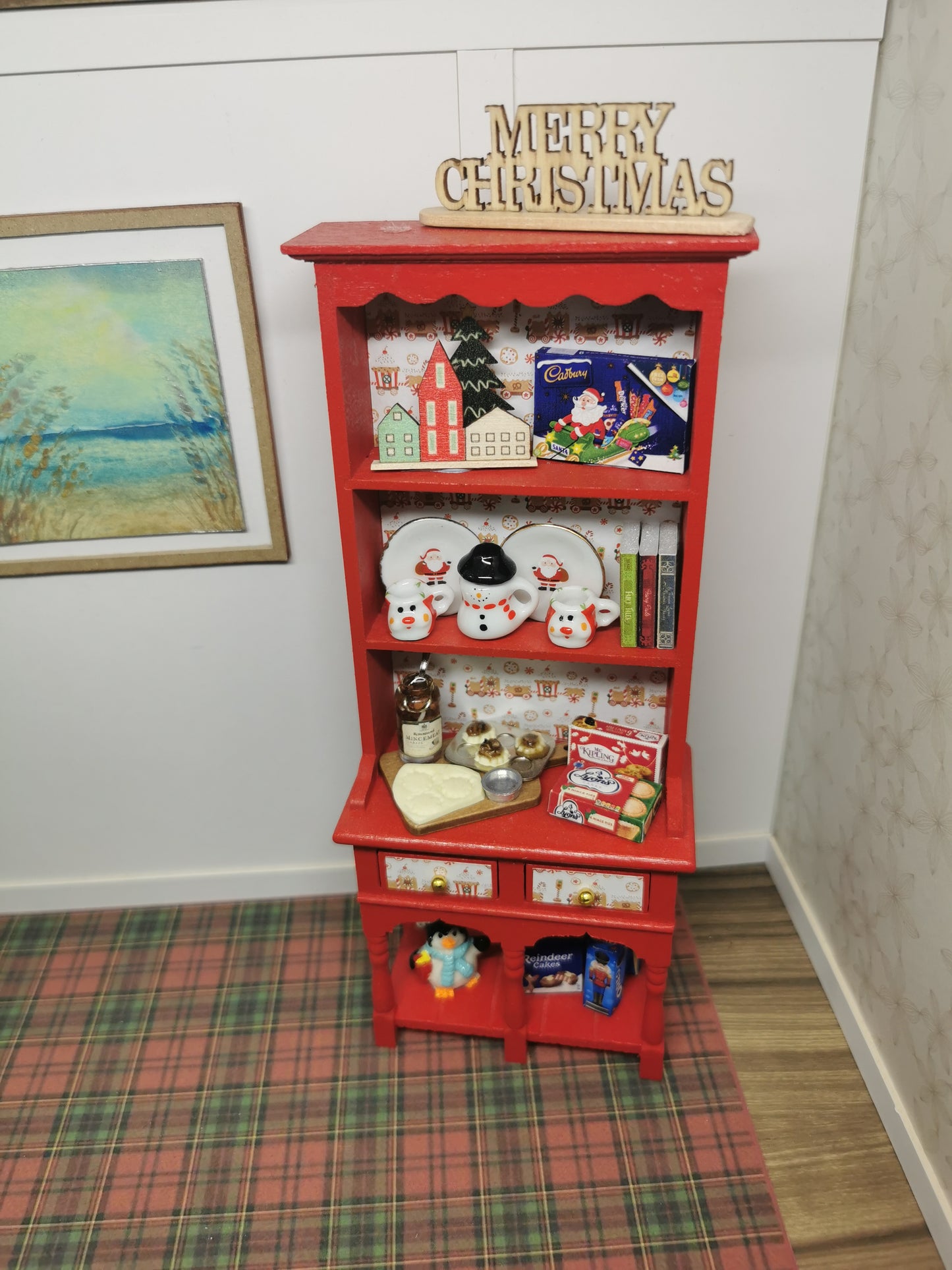 Red Christmas Dresser | 1:12th Scale | Handmade